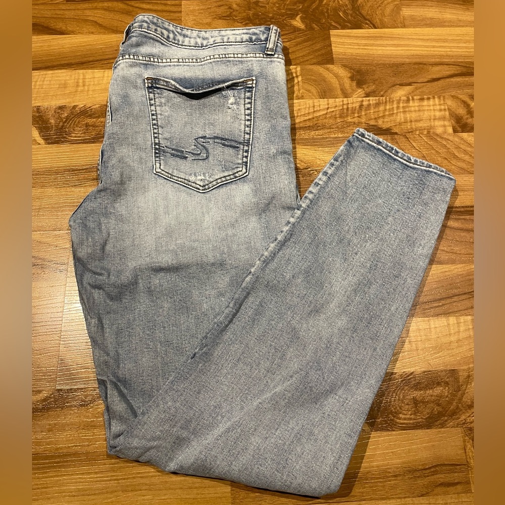 Silver Aiko Ankle Skinny Jean Size 36 Plus Embroidered Designs